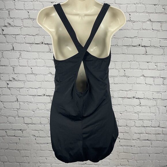 Aquabelle Black Built In Padded Bra One Piece Full Coverage Swimsuit Size 22W - Picture 2 of 7